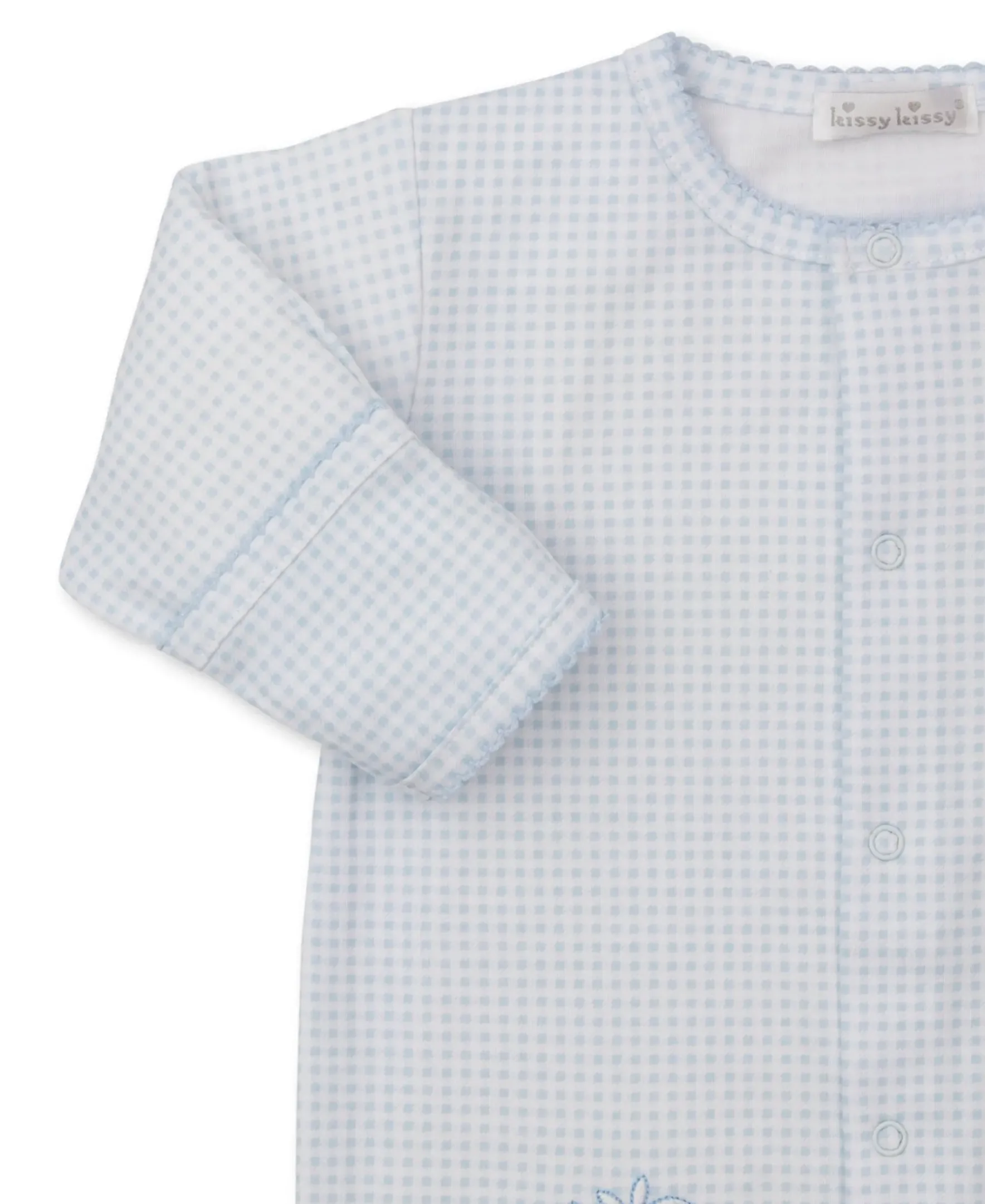 Kissy Kissy Baby Bunny Patch Blue Gingham Footie & Hat Set> Hats|Footies
