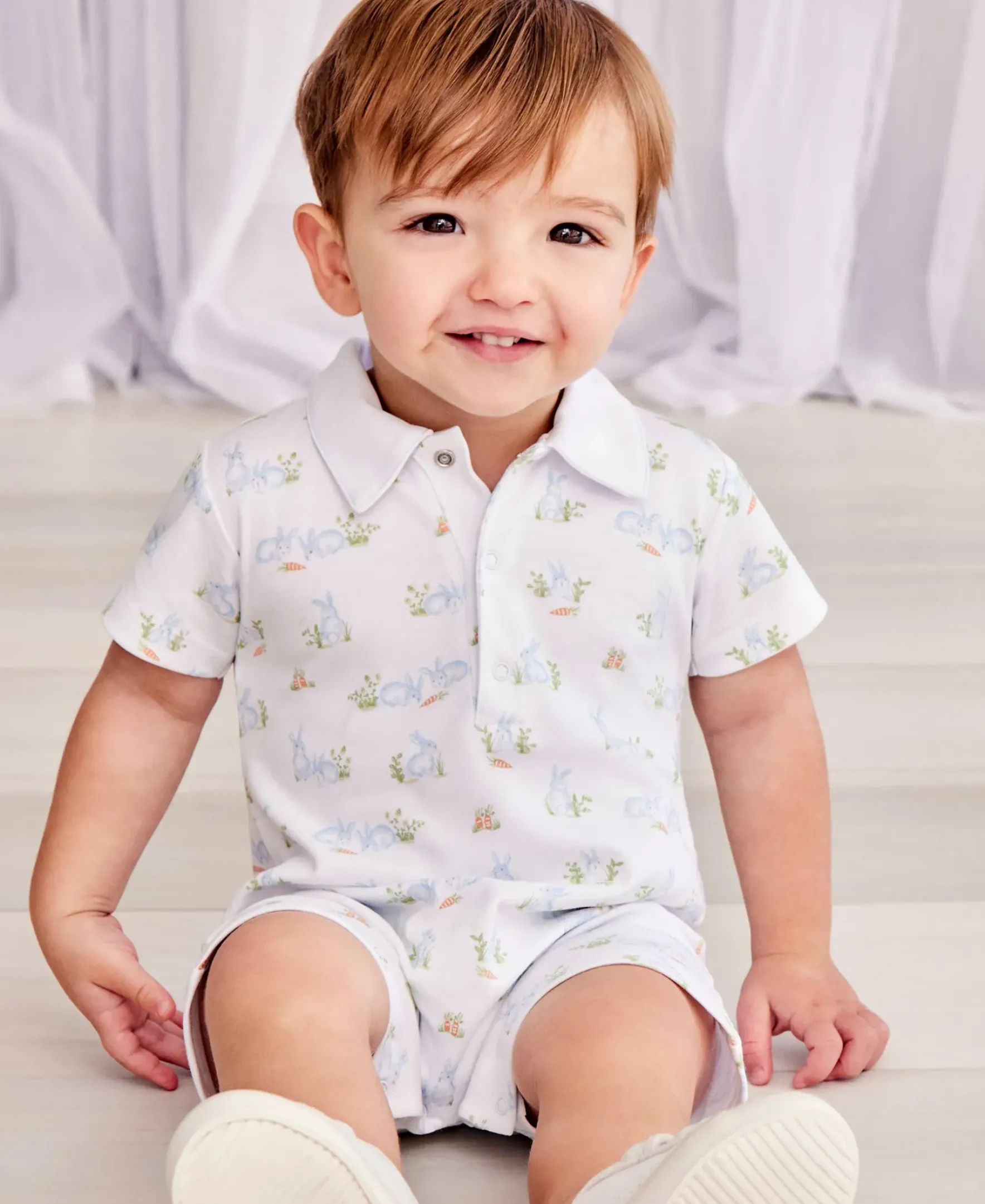 Kissy Kissy Baby Bunny Patch Blue Short Playsuit> Playsuits|Rompers