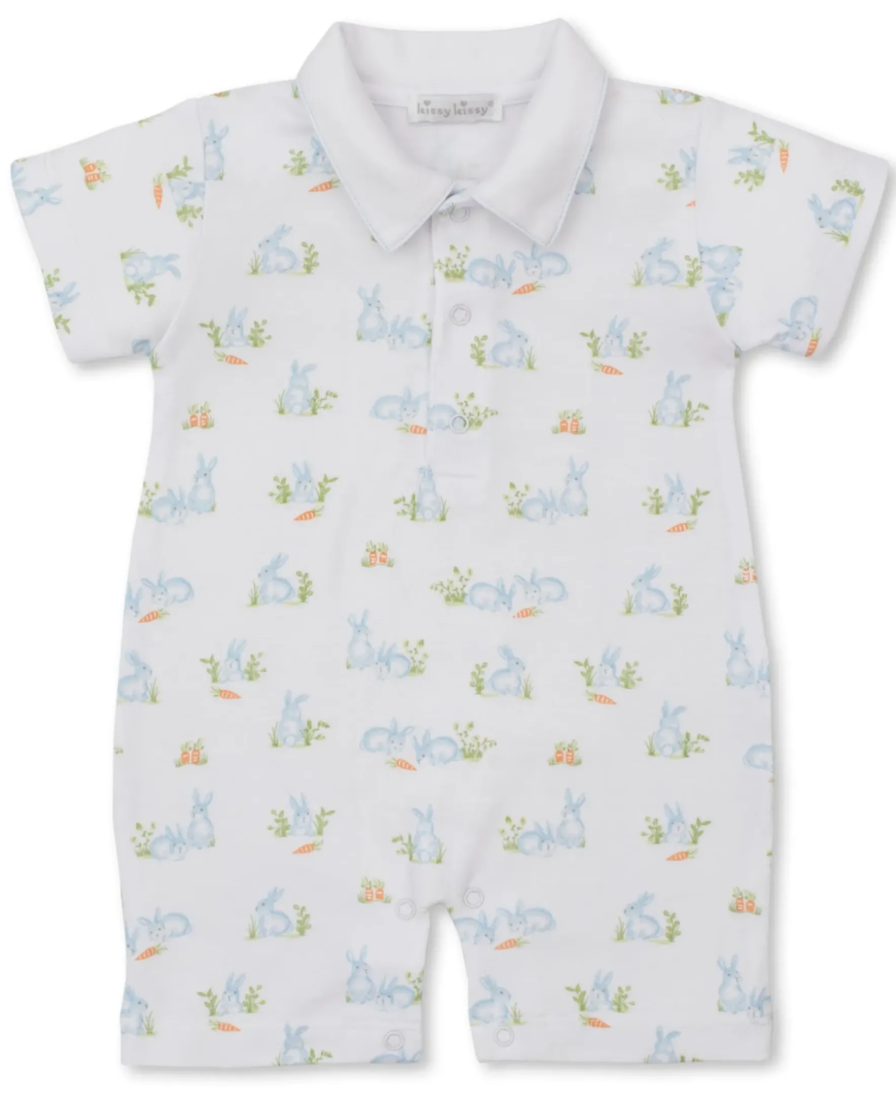 Kissy Kissy Baby Bunny Patch Blue Short Playsuit> Playsuits|Rompers
