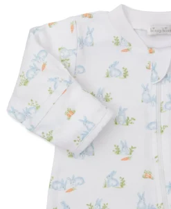 Kissy Kissy Baby Bunny Patch Blue Zip Footie> Footies|Pajamas