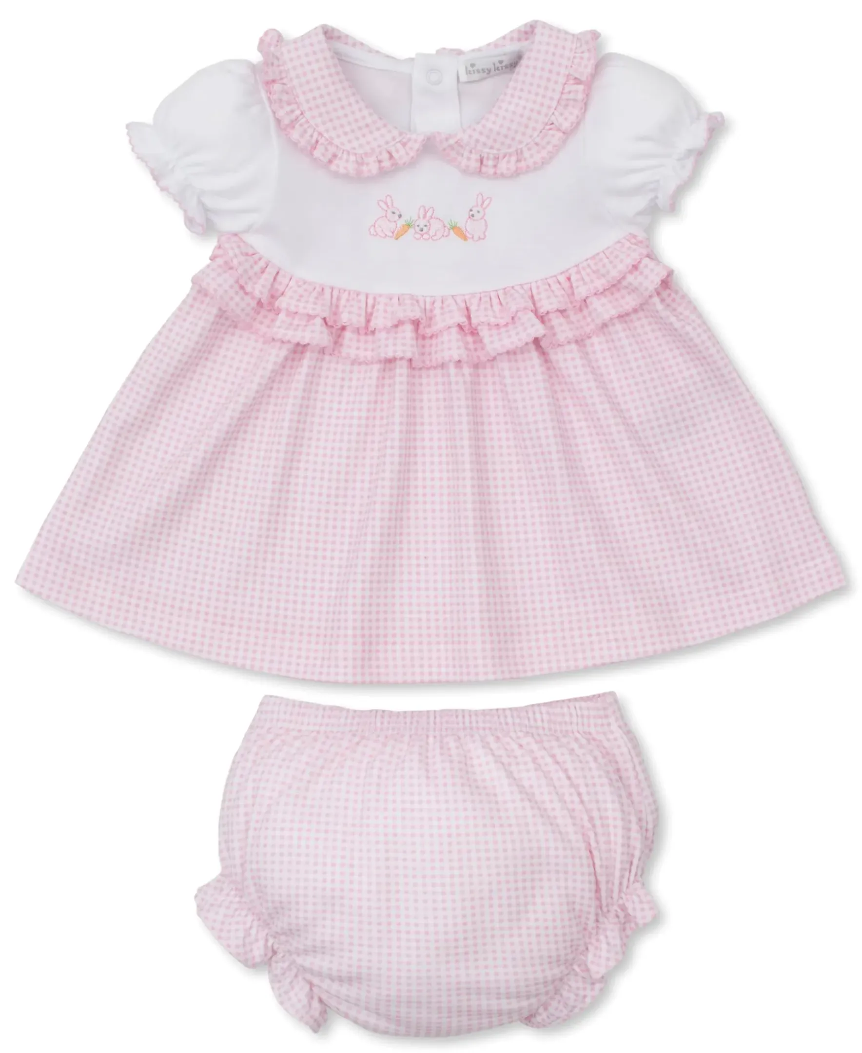 Kissy Kissy Baby Bunny Patch Gingham Dress Set> Dresses + Bubbles