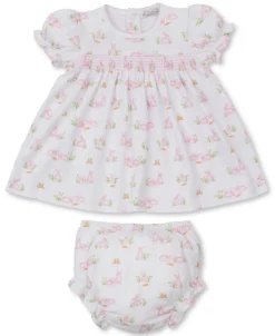 Kissy Kissy Baby Bunny Patch Print Dress Set> Dresses + Bubbles