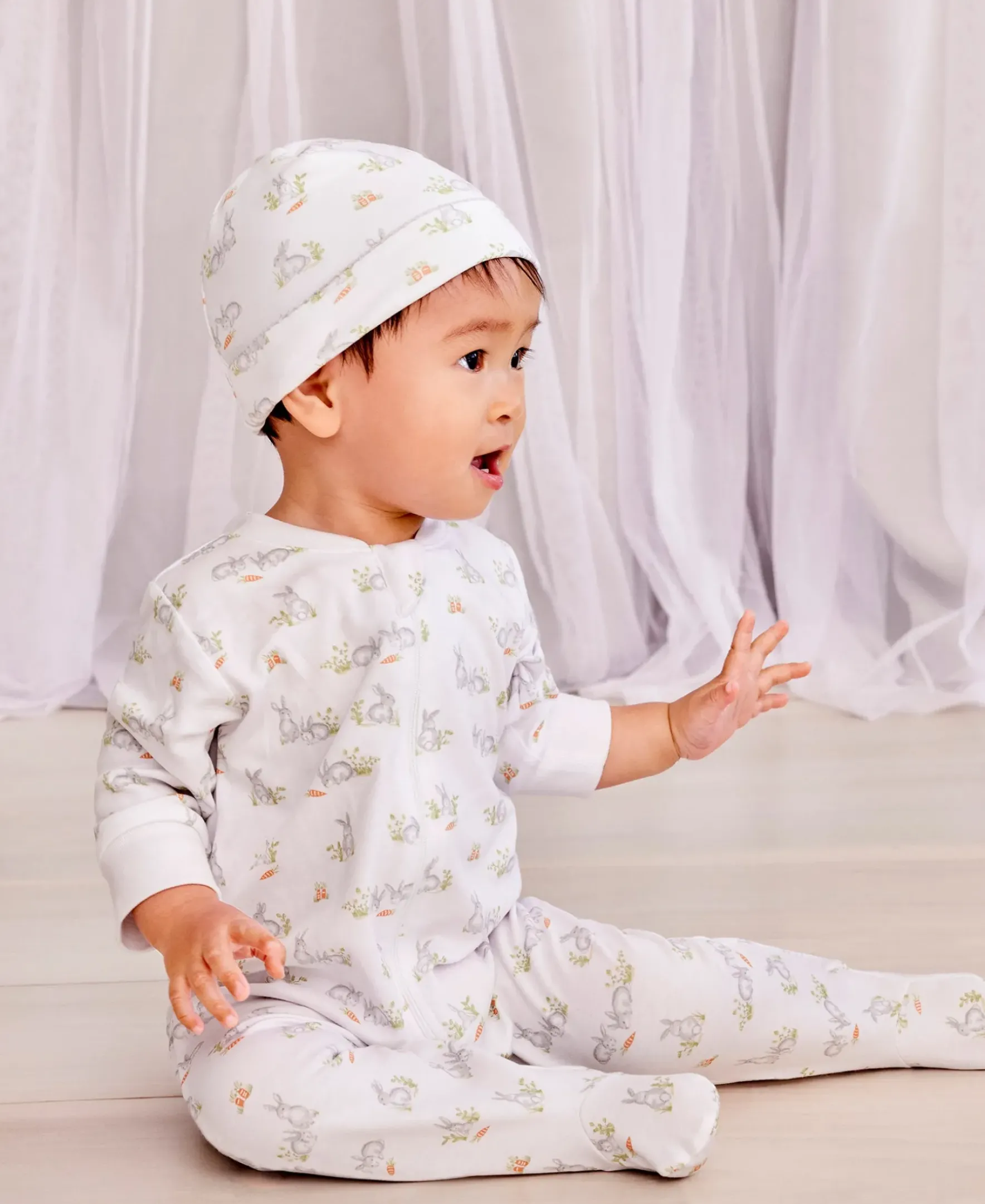 Kissy Kissy Baby Bunny Patch Zip Footie> Footies|Pajamas