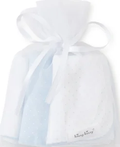 Kissy Kissy Blue Dot 3 Pack Burp Set w/ Tulle Bag> Burp Cloths|Multipacks + Sets