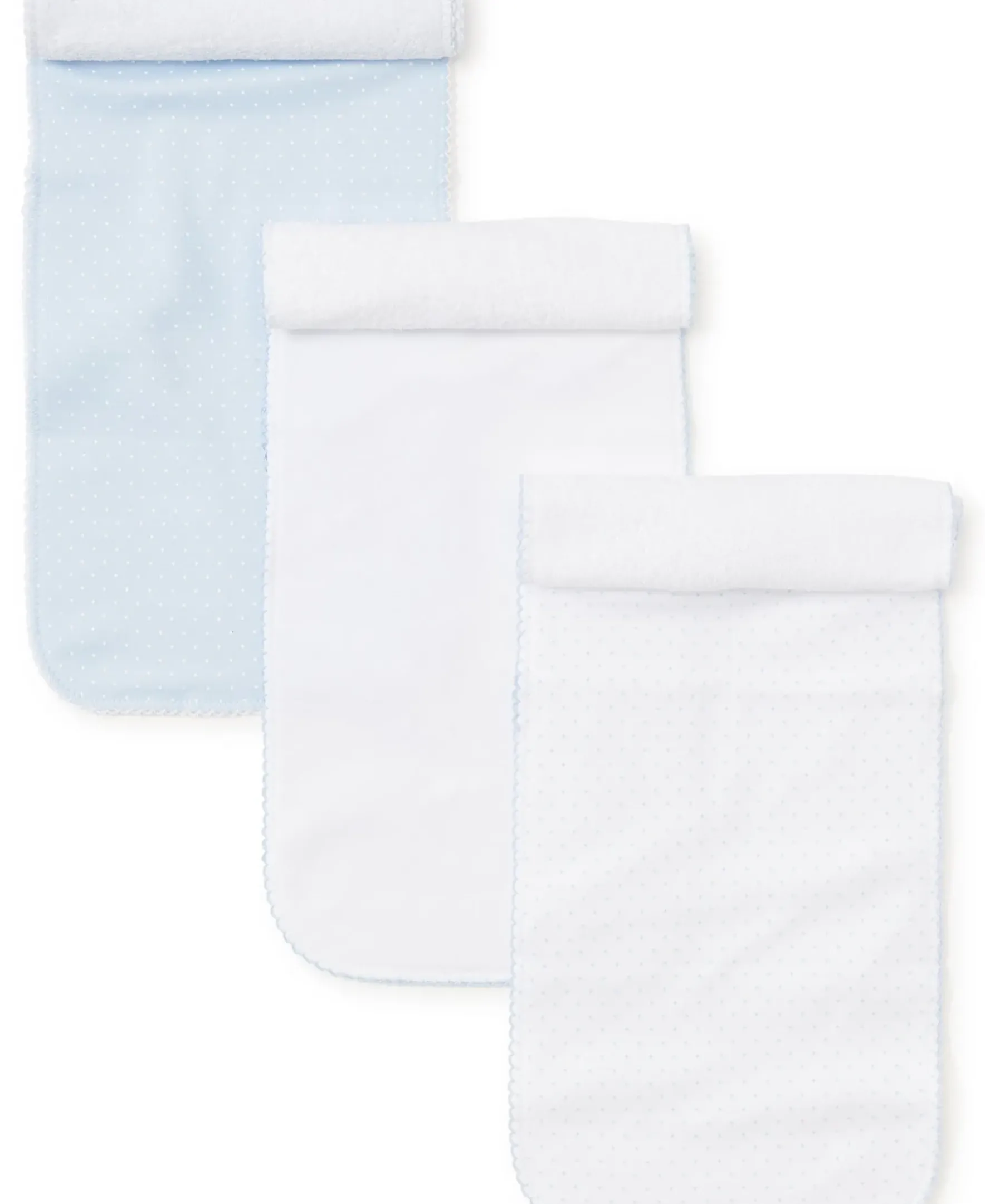 Kissy Kissy Blue Dot 3 Pack Burp Set w/ Tulle Bag> Burp Cloths|Multipacks + Sets