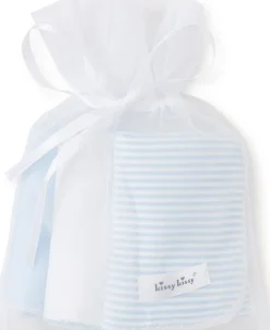 Kissy Kissy Blue Stripe 3 Pack Burp Set w/ Tulle Bag> Burp Cloths|Multipacks + Sets