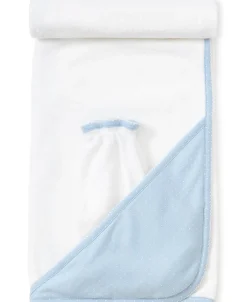 Kissy Kissy Blue/White New Kissy Dots Hooded Towel & Mitt Set> Hooded Bath Towels|White Basics