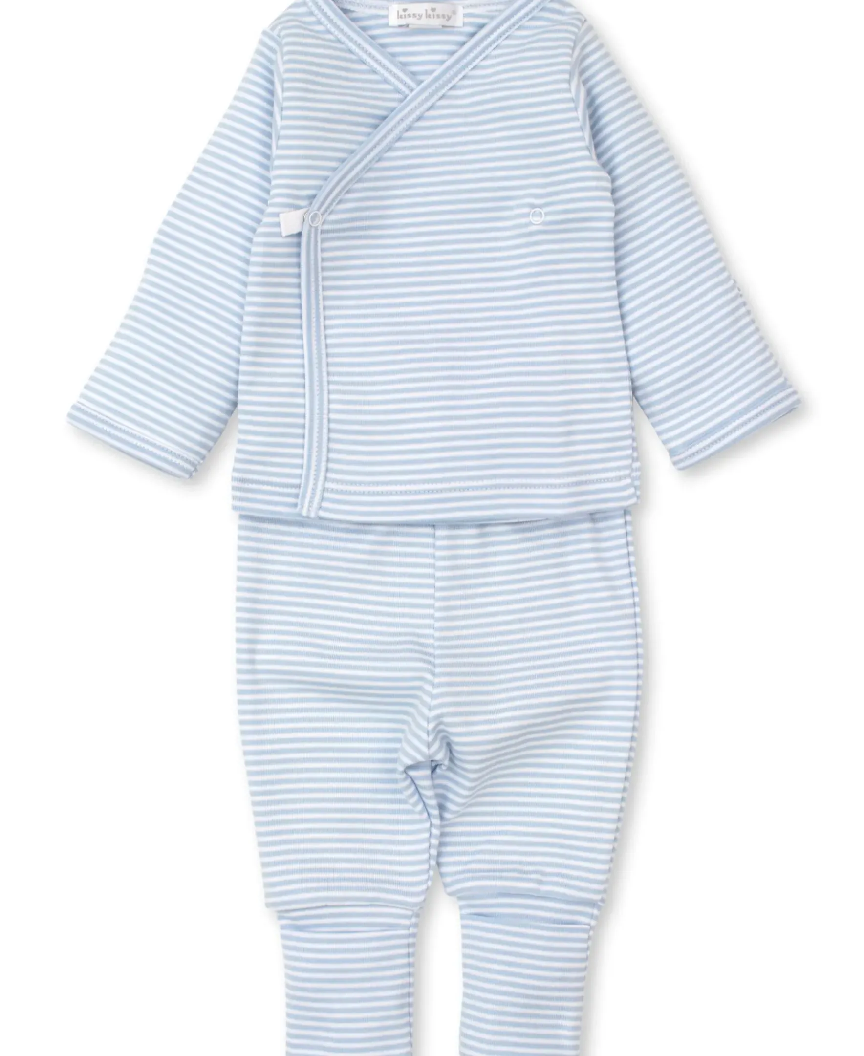 Kissy Kissy Classic Rib Blue Stripe Footed Pant Set> Classic Collections