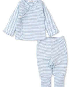 Kissy Kissy Classic Rib Blue Stripe Footed Pant Set> Classic Collections