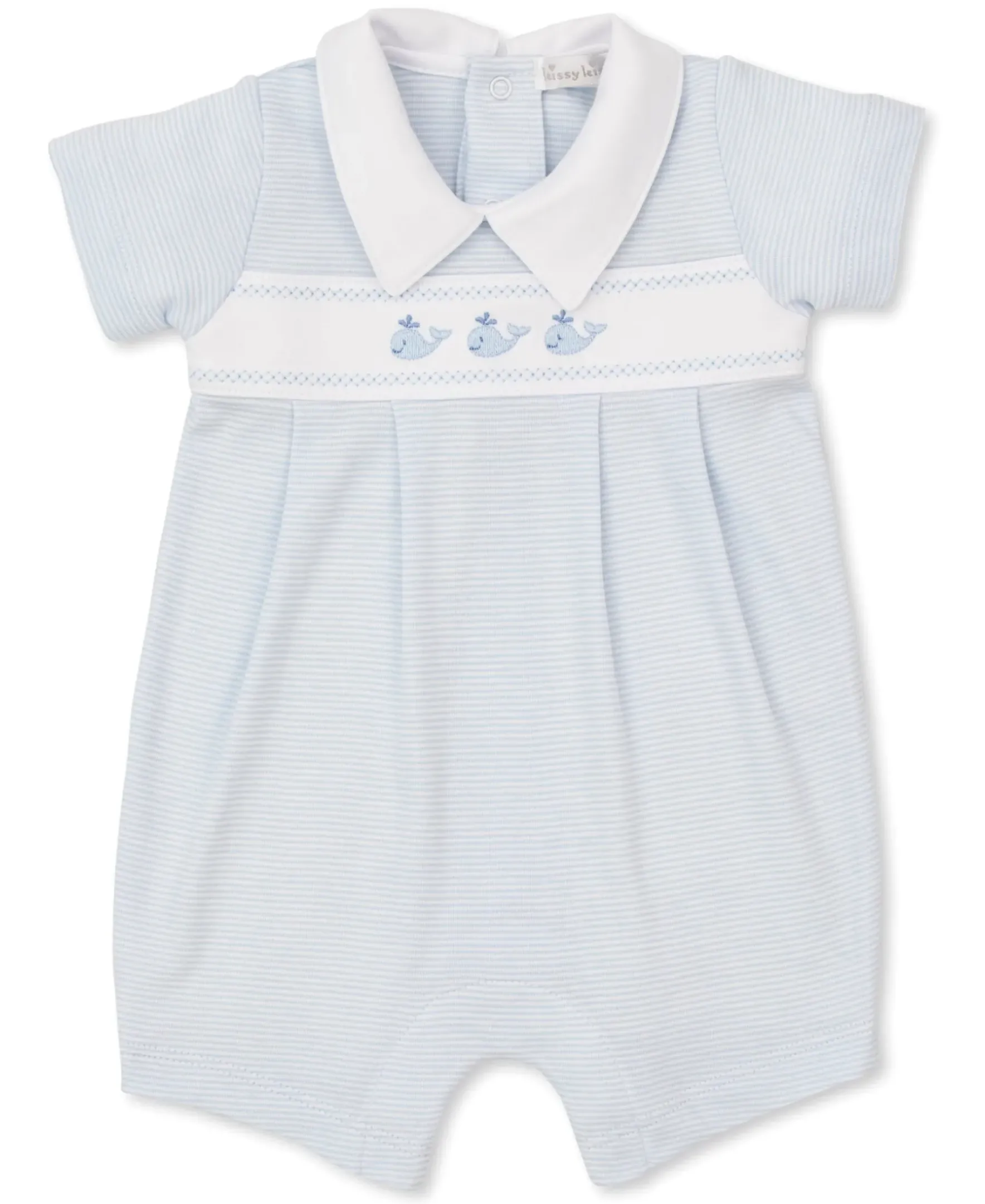 Kissy Kissy Classic Treasures SP25 Blue Stripe Short Playsuit> Playsuits|Rompers