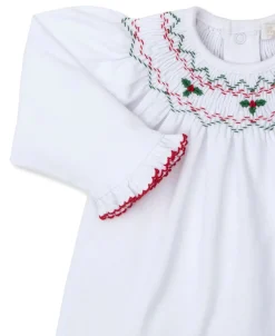 Kissy Kissy CLB Holiday Medley 24 Hand Smocked Mistletoe Pant Set><noscript><img width=
