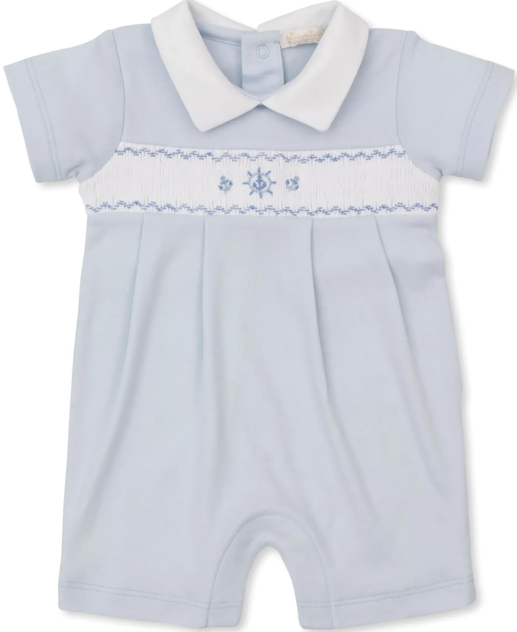 Kissy Kissy CLB Summer Medley 25 Blue Hand Smocked Playsuit> Playsuits|Smocking + Hand Embroidery