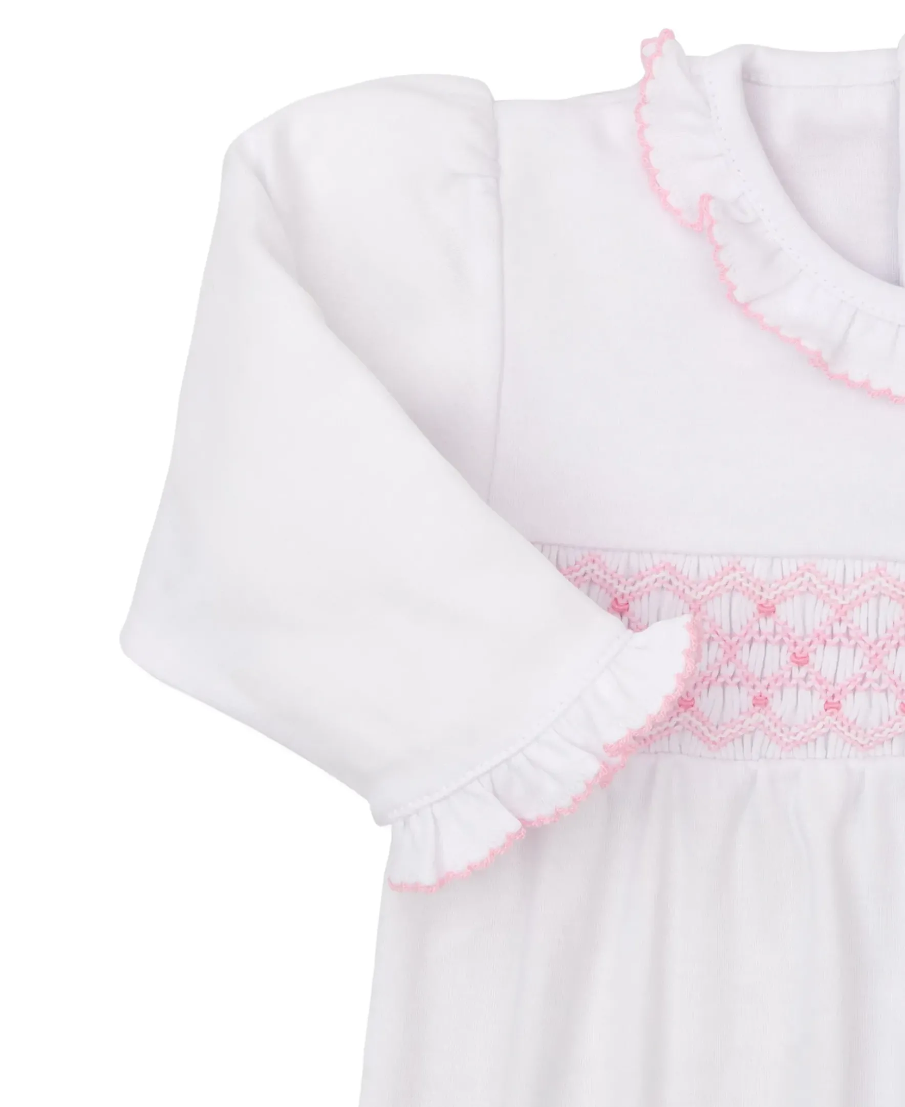 Kissy Kissy CLB Summer 25 Hand Smocked Sack> Smocking + Hand Embroidery|White Basics