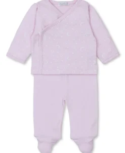 Kissy Kissy Crescent Moonlight Footed Pant Set> Smocking + Hand Embroidery