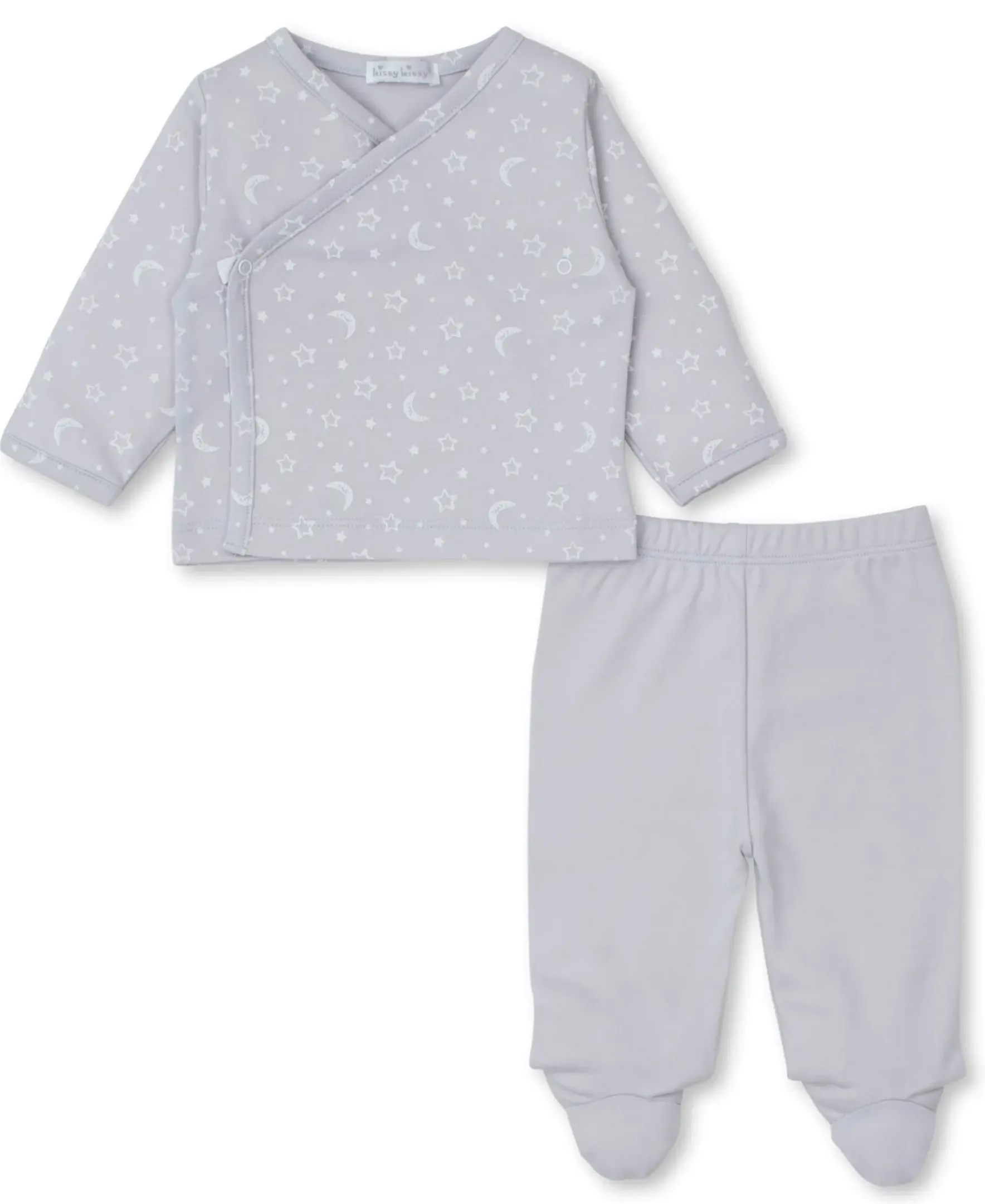 Kissy Kissy Crescent Moonlight Footed Pant Set> Smocking + Hand Embroidery