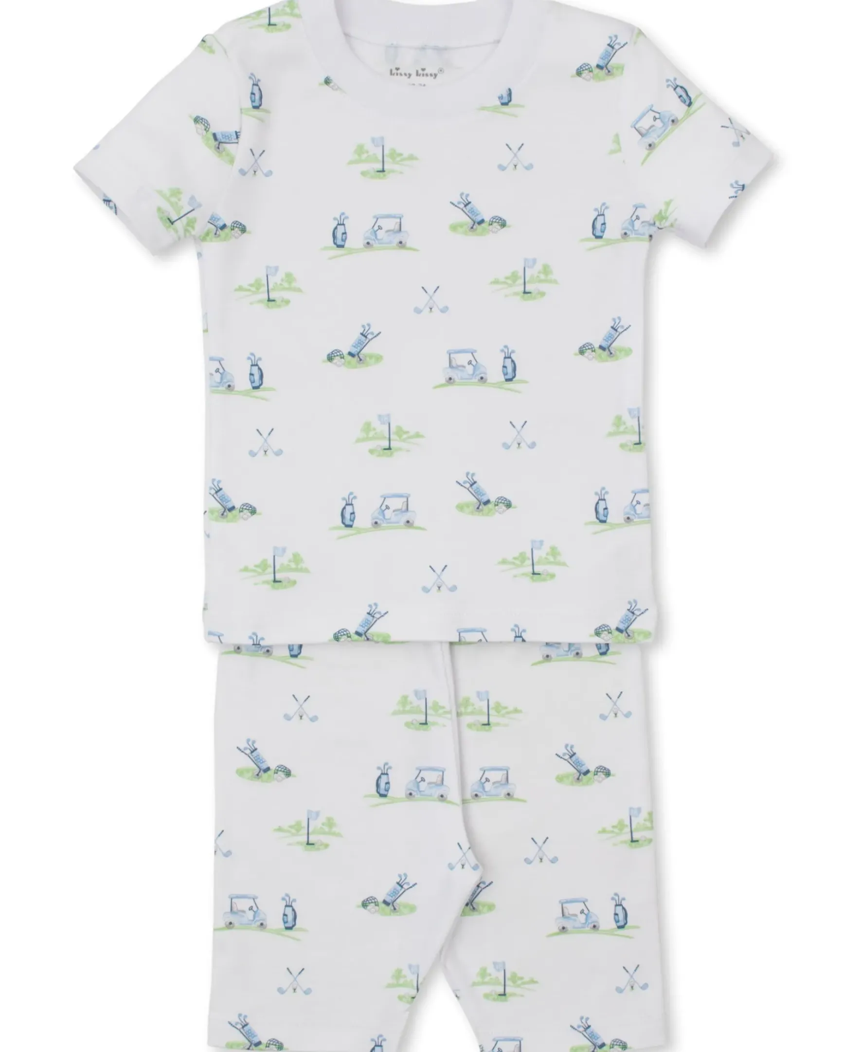 Kissy Kissy Fairway Foursome Blue Short Toddler Pajama Set>Kids Pajamas|Pajamas