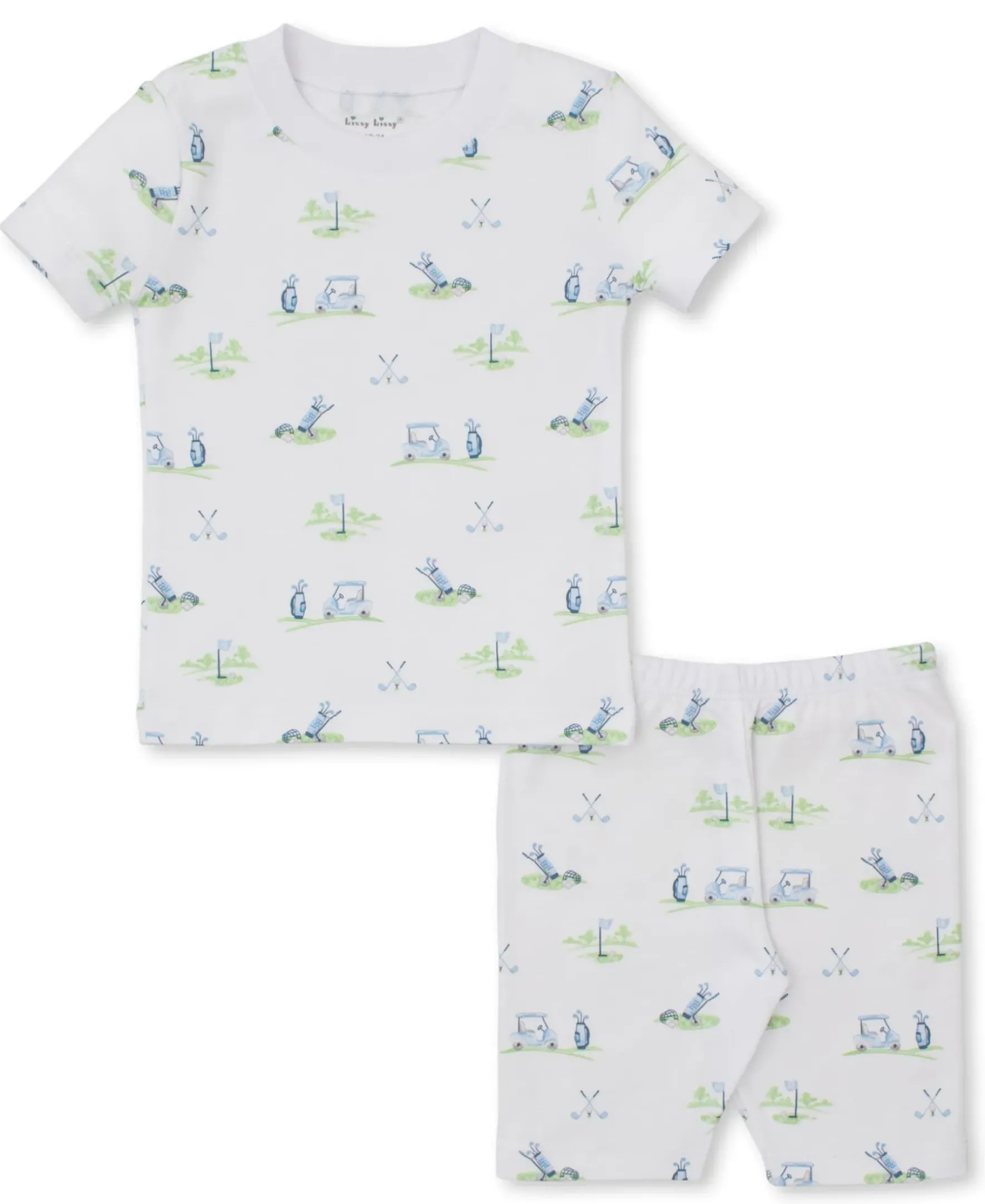 Kissy Kissy Fairway Foursome Blue Short Toddler Pajama Set>Kids Pajamas|Pajamas