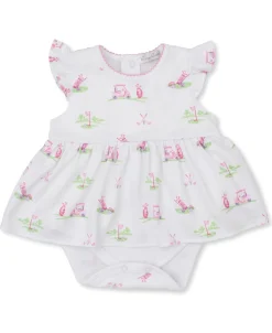 Kissy Kissy Fairway Foursome Pink Bodysuit Dress> Dresses + Bubbles|Bodysuits