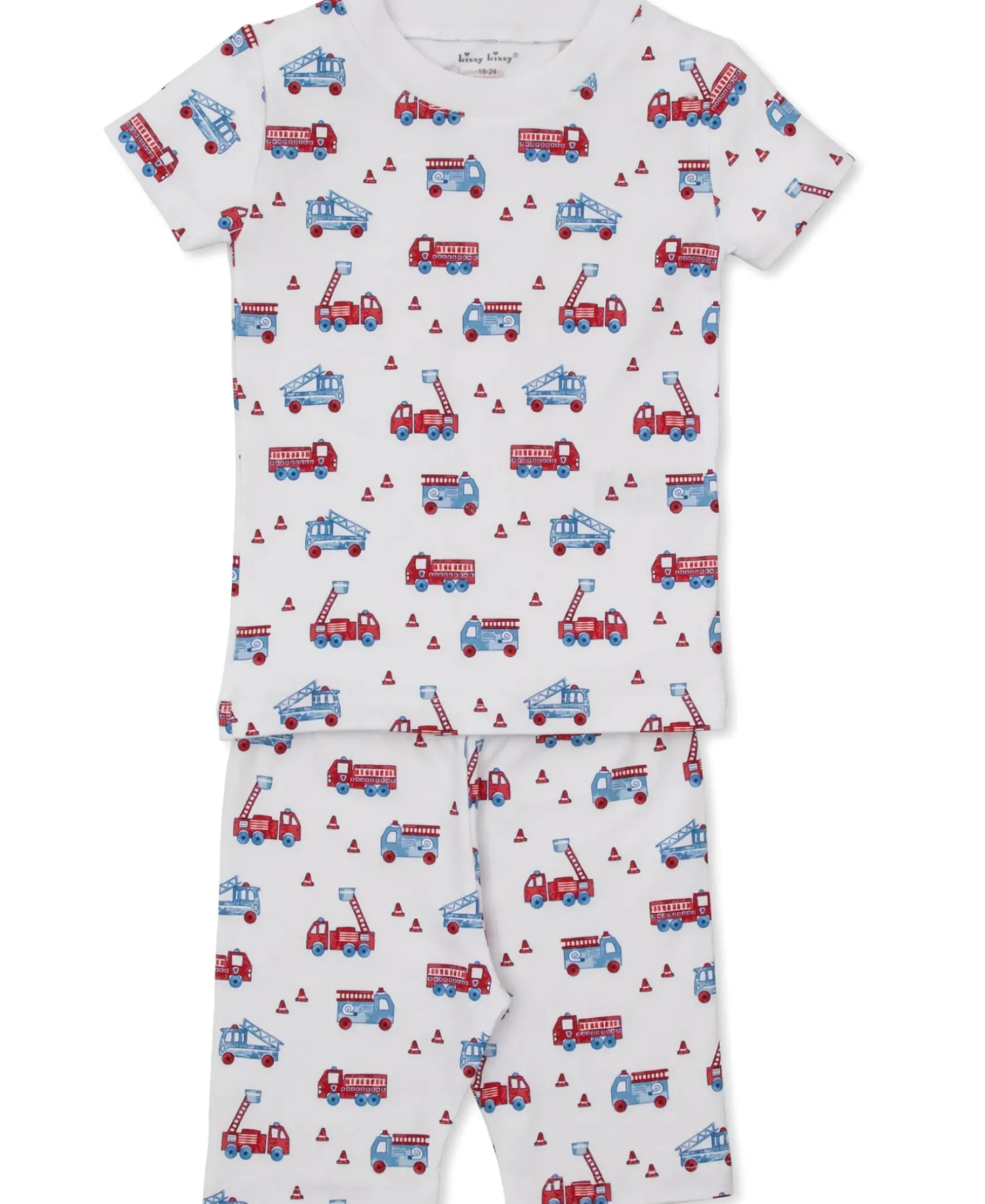 Kissy Kissy Flashing Firetrucks Toddler Short Pajama Set>Kids Pajamas|Pajamas