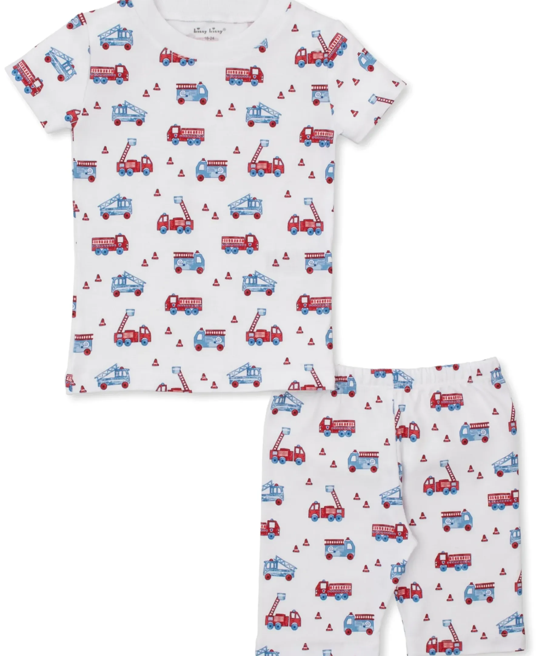 Kissy Kissy Flashing Firetrucks Toddler Short Pajama Set>Kids Pajamas|Pajamas