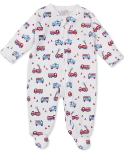 Kissy Kissy Flashing Firetrucks Zip Footie> Footies|Pajamas