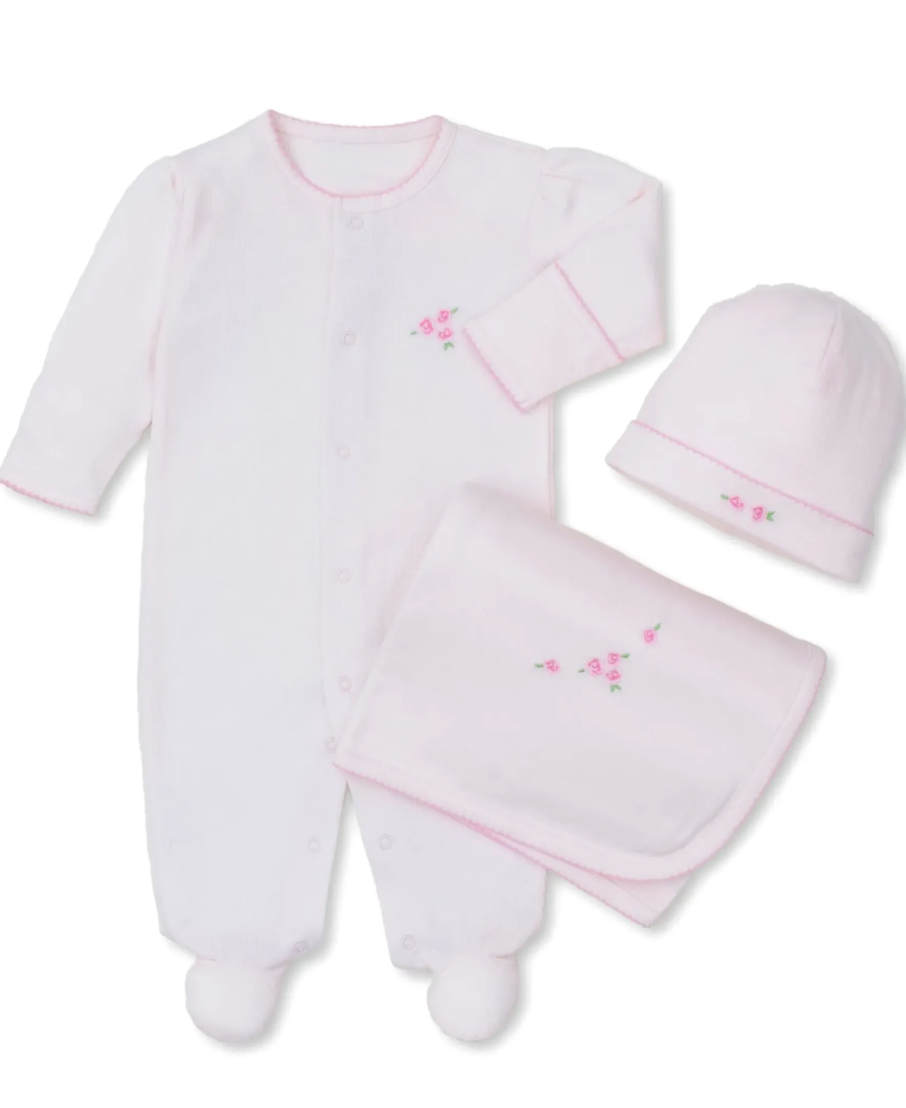 Kissy Kissy Footie, Hat, & Blanket Floral Pointelle Bundle Set> Hats|Blankets