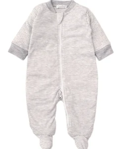 Kissy Kissy Gray Kissy Essentials Stripe Zip Footie> Footies|Pajamas