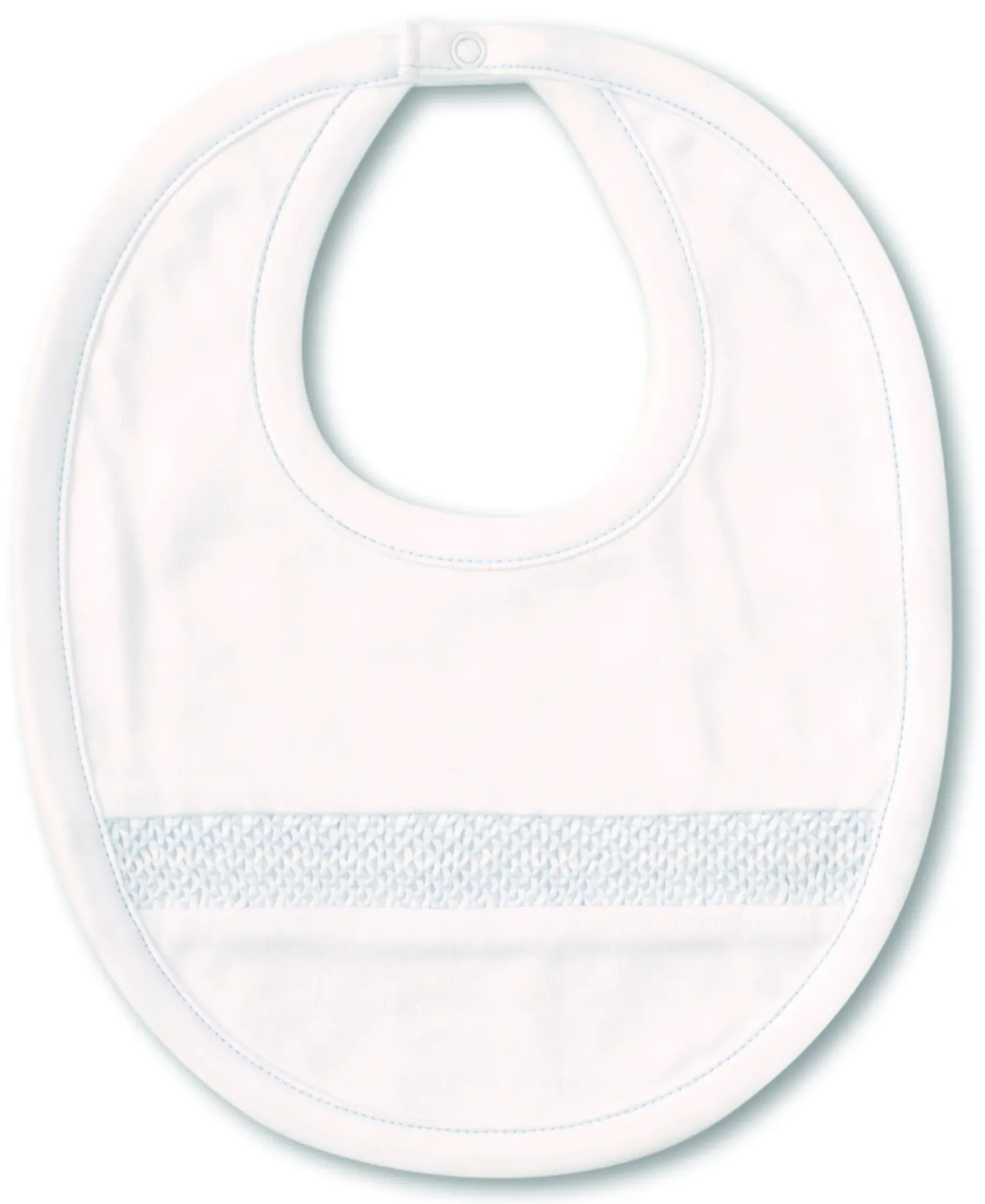 Kissy Kissy Hand Smocked CLB Charmed White/Blue Bib> Bibs|Smocking + Hand Embroidery