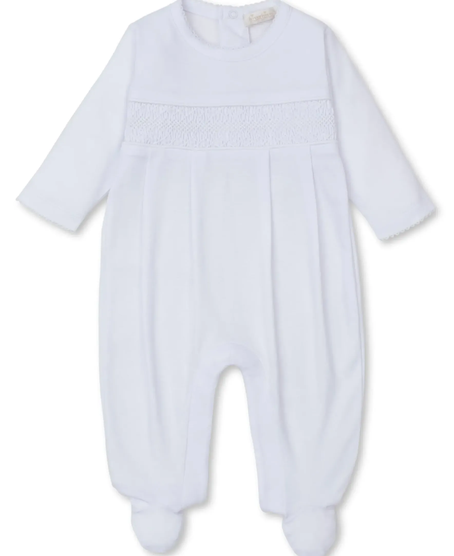 Kissy Kissy Hand Smocked CLB Charmed White Footie> Footies|Smocking + Hand Embroidery