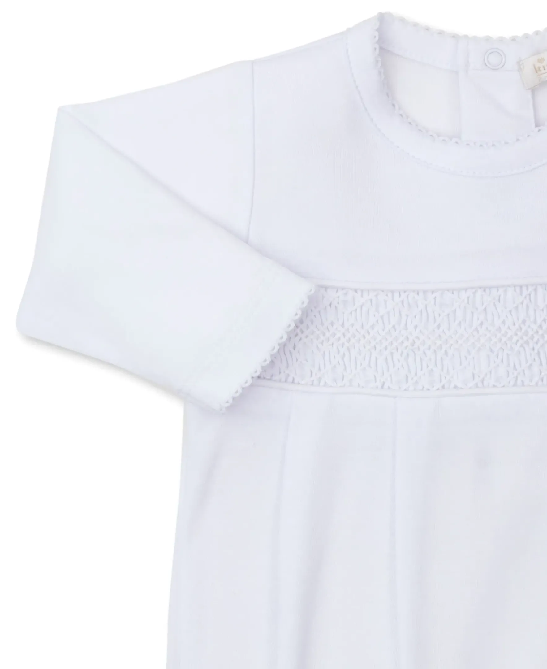 Kissy Kissy Hand Smocked CLB Charmed White Footie> Footies|Smocking + Hand Embroidery
