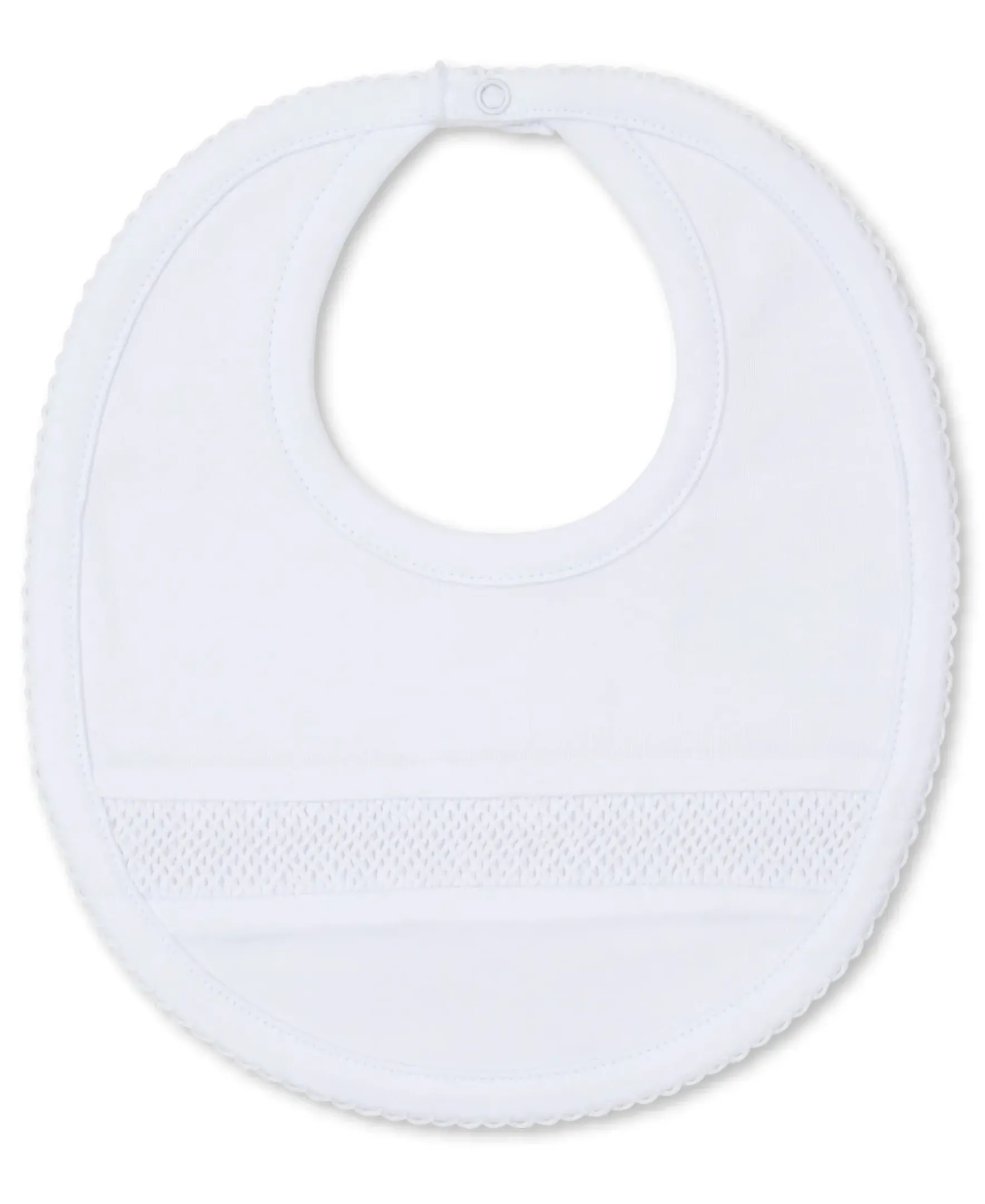 Kissy Kissy Hand Smocked CLB Charmed White Bib> Bibs|Smocking + Hand Embroidery