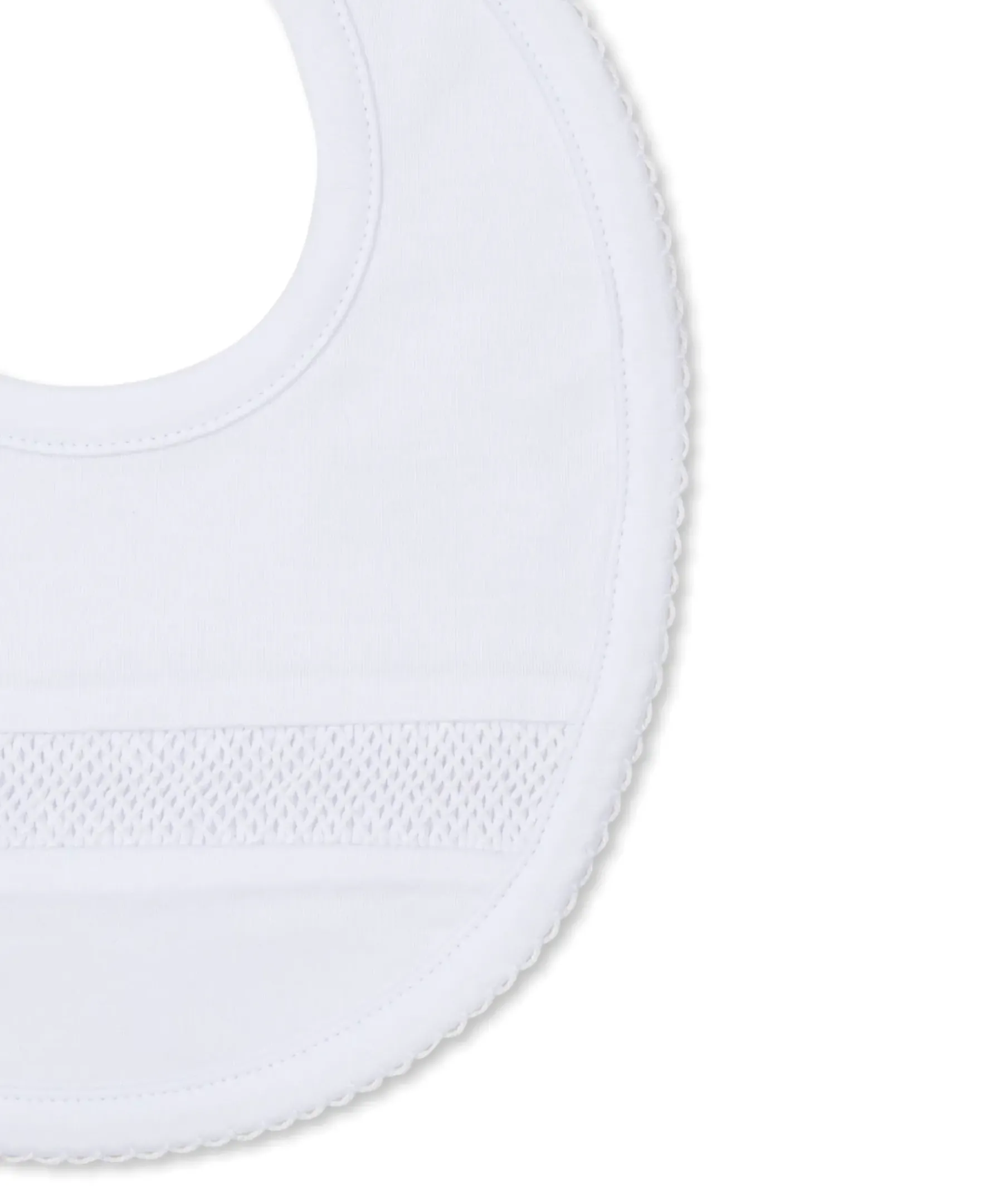 Kissy Kissy Hand Smocked CLB Charmed White Bib> Bibs|Smocking + Hand Embroidery