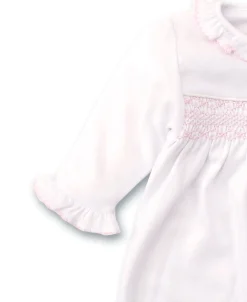 Kissy Kissy Hand Smocked CLB Charmed Sack Gown> Smocking + Hand Embroidery|White Basics
