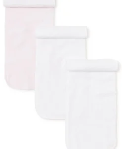 Kissy Kissy Kissy Dots Pink 3 Pack Burp Set w/ Tulle Bag> Burp Cloths|Multipacks + Sets