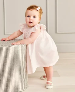Kissy Kissy Kissy Elegance Hand Smocked Woven Dress> Dresses + Bubbles|Smocking + Hand Embroidery