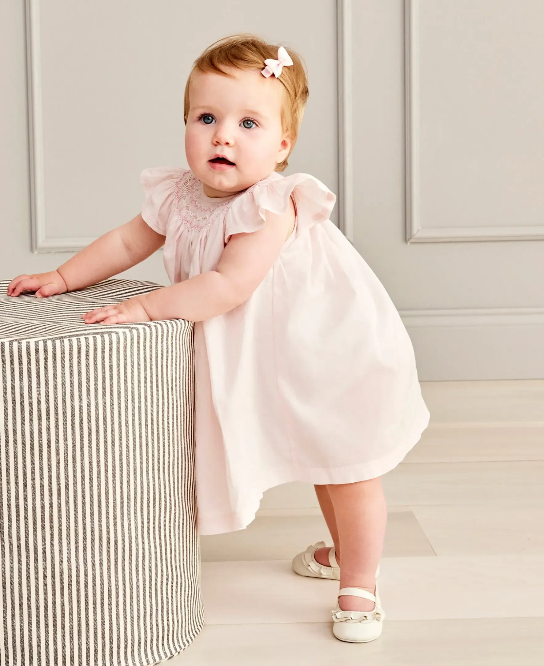 Kissy Kissy Kissy Elegance Hand Smocked Woven Dress> Dresses + Bubbles|Smocking + Hand Embroidery