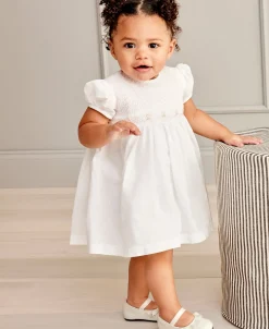 Kissy Kissy Kissy Elegance White Hand Smocked Woven Dress><noscript><img width=