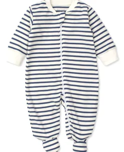 Kissy Kissy Kissy Love Basics Stripes Zip Footie> Footies|Pajamas
