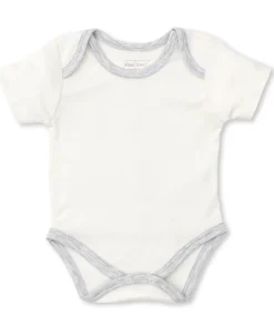 Kissy Kissy Kissy Love Basics Short Sleeve Cream/Grey Bodysuit> Bodysuits
