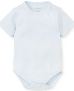 Kissy Kissy Kissy Pointelle Blue Short Sleeve Bodysuit> Bodysuits|Classic Collections