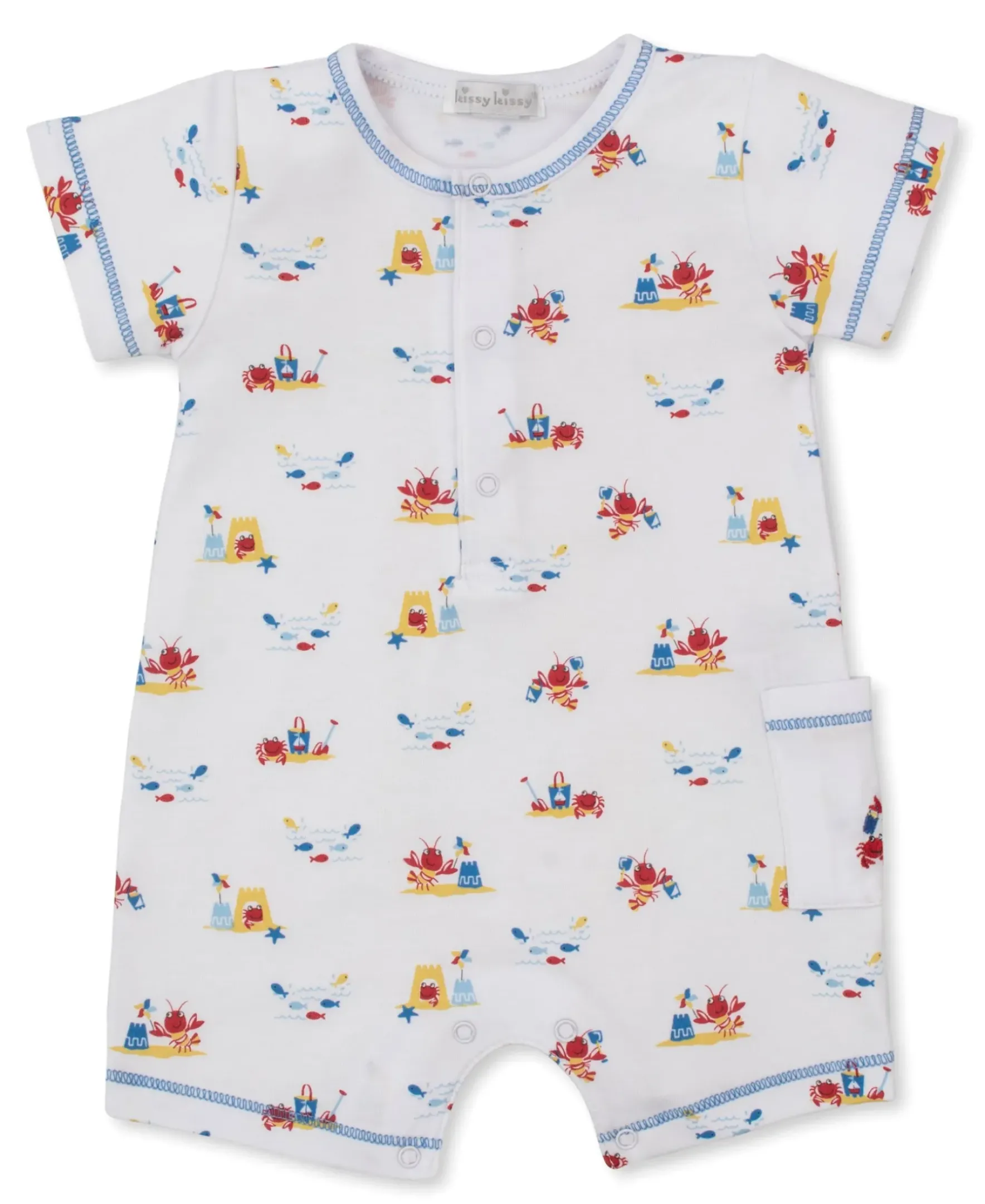 Kissy Kissy Lobsters Sandy Smiles Blue Short Playsuit> Playsuits|Rompers