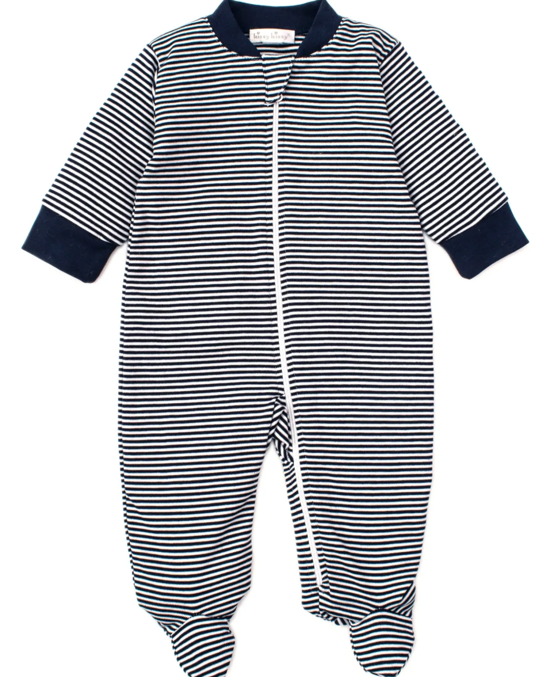 Kissy Kissy Kissy Essentials Stripe Zip Footie> Footies|Pajamas