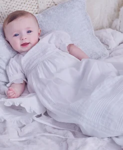 Kissy Kissy Nicole Christening Gown & Hat Set> Hats|Smocking + Hand Embroidery