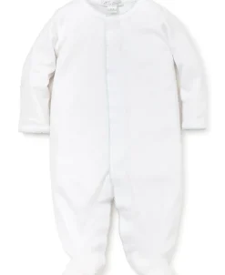 Kissy Kissy Personalized White/Blue Kissy Basics Footie NEW> Footies|White Basics