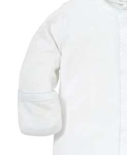 Kissy Kissy Personalized White/Blue Kissy Basics Footie NEW> Footies|White Basics