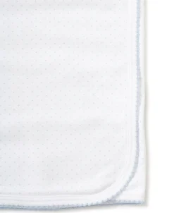 Kissy Kissy Personalized White/Blue New Kissy Dots Blanket> Blankets|White Basics