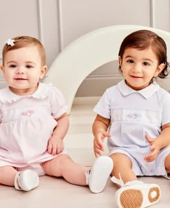 Kissy Kissy Premier Baby Bunny Patch Blue Hand Emb. Short Playsuit><noscript><img width=
