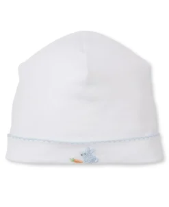 Kissy Kissy Premier Baby Bunny Patch Hand Emb. White/Blue Hat> Hats|Smocking + Hand Embroidery
