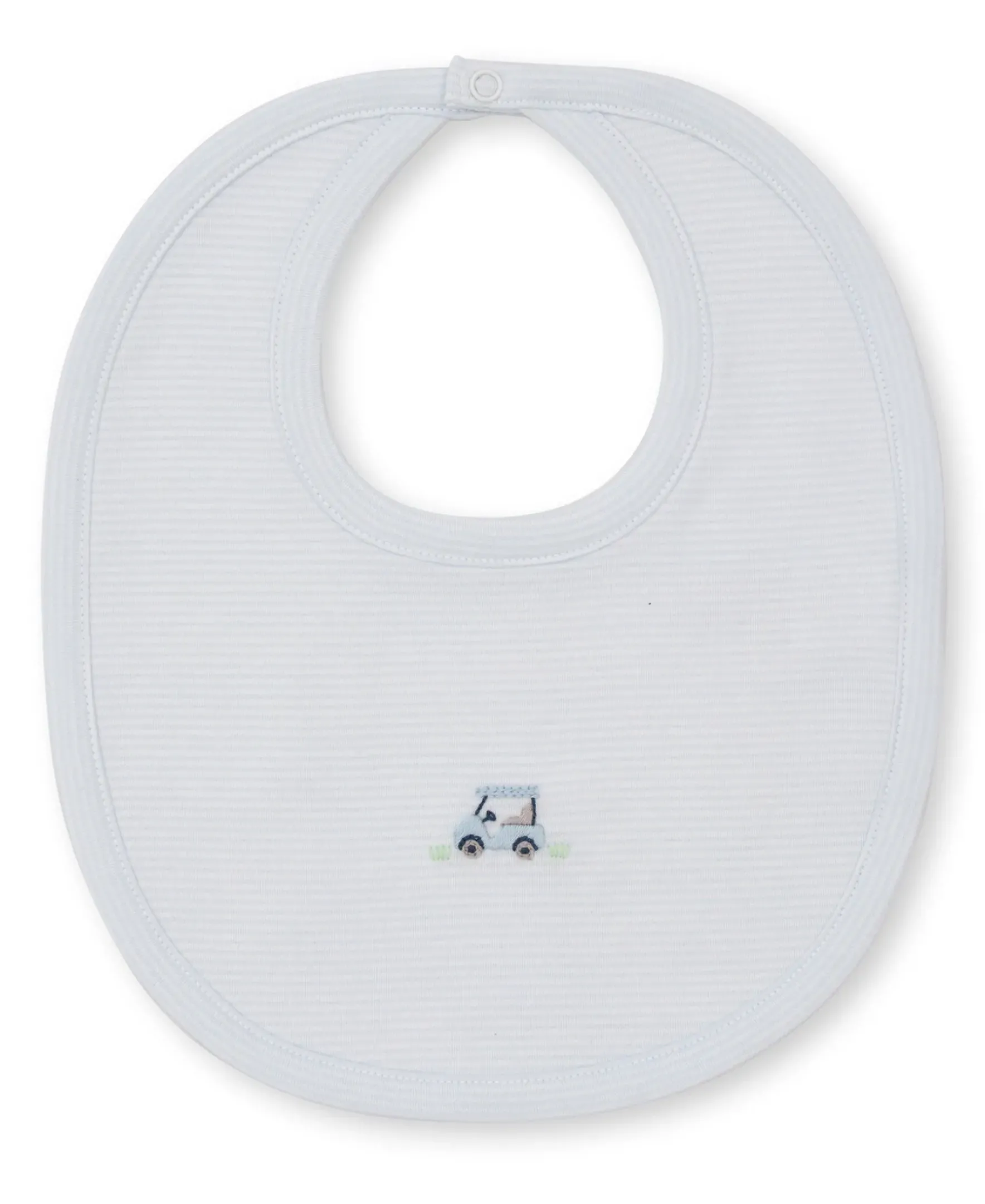 Kissy Kissy Premier Fairway Foursome Hand Emb. Stripe Bib> Bibs|Smocking + Hand Embroidery