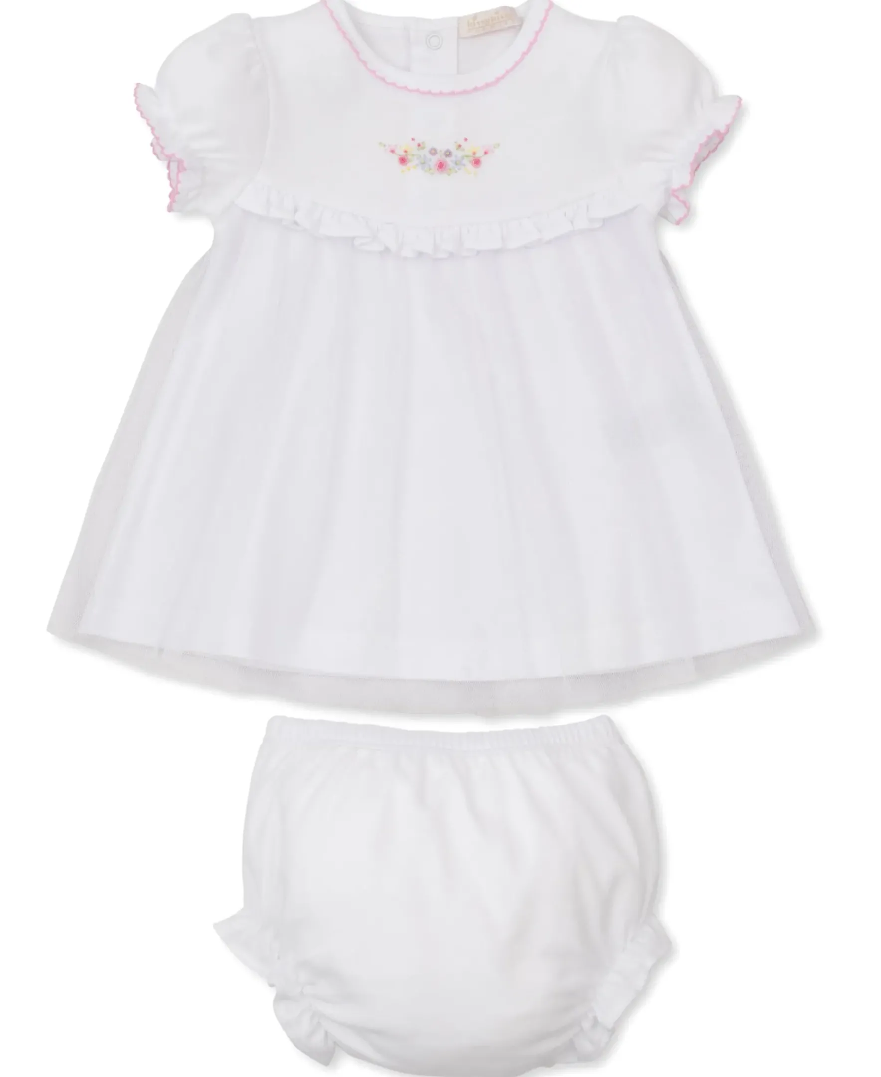 Kissy Kissy Premier Flowers & Vines White Hand Emb. Dress Set> Dresses + Bubbles|Smocking + Hand Embroidery